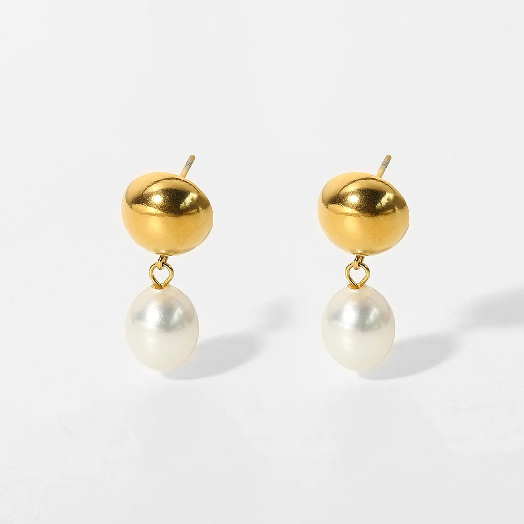 14K Gold Plated Natural White Pearl Drop Earrings for Women, Jewelry Gifts