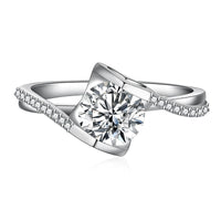 Round CZ Engagement Ring for Women — 925 Sterling Silver, Brilliant Cut Cubic Zirconia