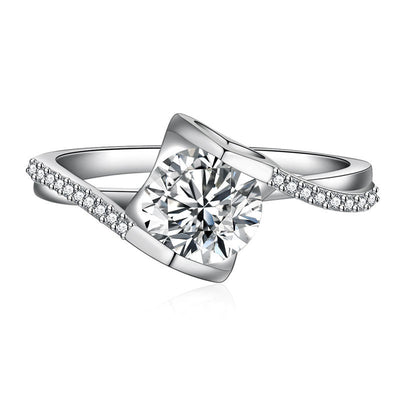 Round CZ Engagement Ring for Women — 925 Sterling Silver, Brilliant Cut Cubic Zirconia