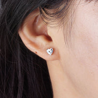 Heart Stud Earrings for Women — 925 Sterling Silver, White CZ Heart-Cut, Hypoallergenic