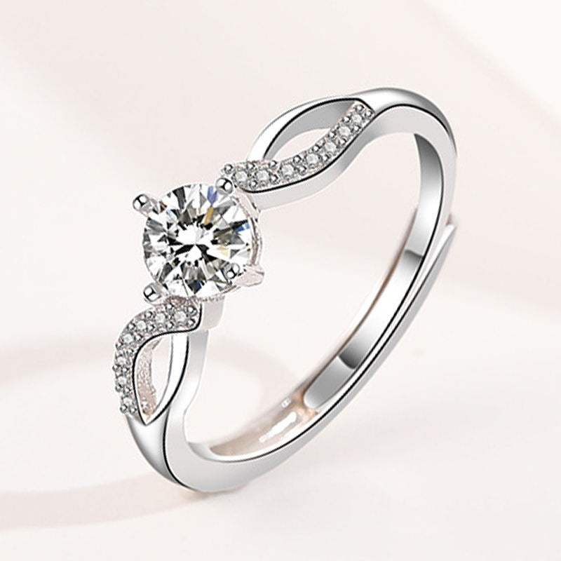 Mirco Pave CZ Zircon Engagement Rings - 925 Sterling Silver