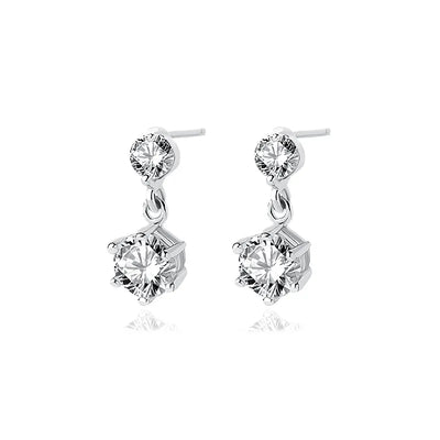 CZ Dangle Earrings for Women — 925 Sterling Silver, Sparkling Drop, Hypoallergenic