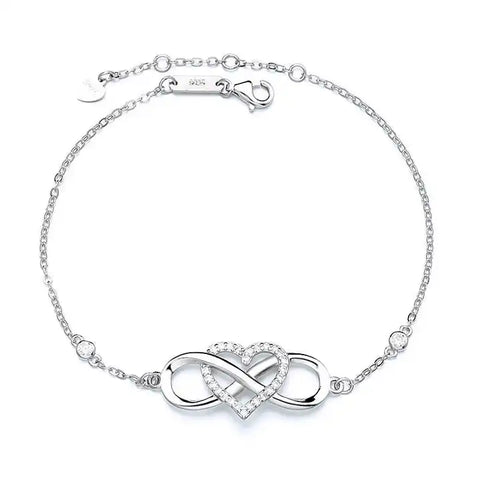 Eternal Love Heart Bracelet - 925 Sterling Silver & Cubic Zirconia