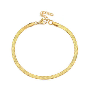 Gold Serpentine Anklet for Women — 18K Gold Plated, Snake Chain, Adjustable