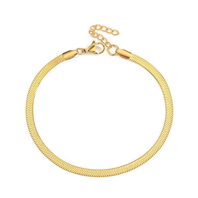 Gold Serpentine Anklet for Women — 18K Gold Plated, Snake Chain, Adjustable