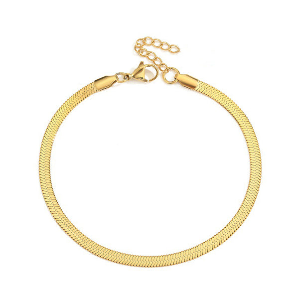 Gold Serpentine Anklet for Women — 18K Gold Plated, Snake Chain, Adjustable