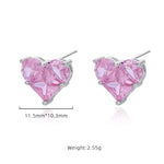 Load image into Gallery viewer, White Gold Pink Heart Earrings
