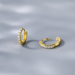 Load image into Gallery viewer, Sterling Silver 18K Gold-Plated CZ Micro Pave Huggie Hoop Earrings