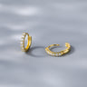 Micro Pave Huggie Hoop Earrings for Women — 925 Sterling Silver, 18K Gold Plated, CZ