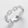 CZ Chain Ring for Women — 925 Sterling Silver, Hip-Hop Style, Cubic Zirconia Link Band