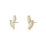 Load image into Gallery viewer, Marquise Cut Cubic Zirconia Geometric Leaf Tiny Stud Earrings - 999 Silver