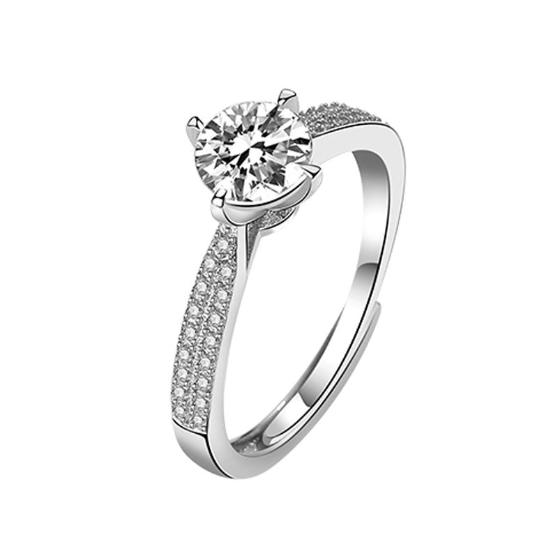 Engagement Ring for Women 925 Sterling Silver in 18K White Gold with AAA Zircon