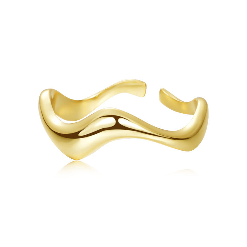 925 Sterling Silver Ring irregular gold - Adjustable Ring