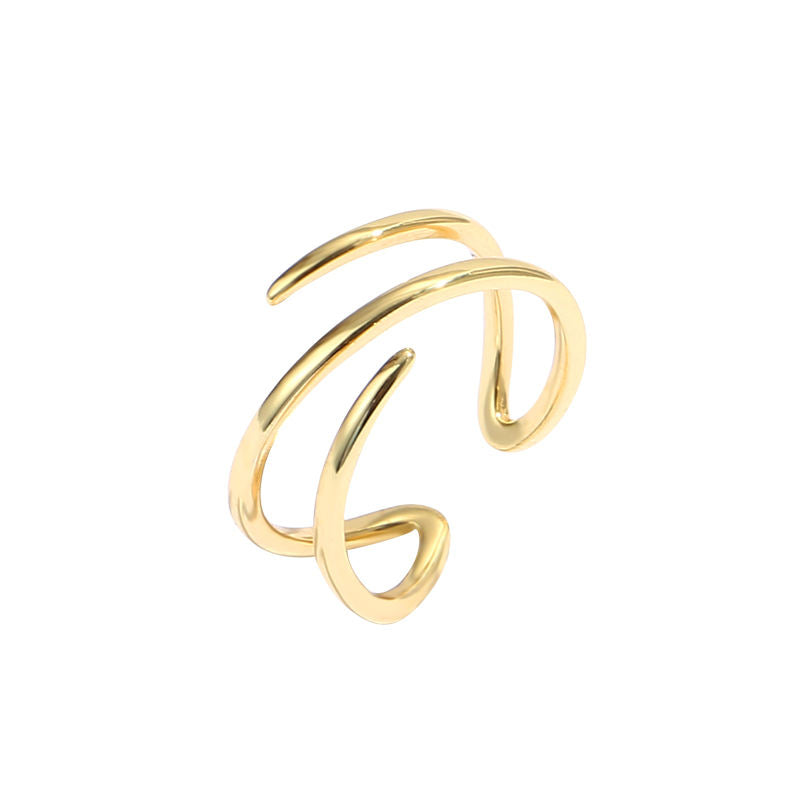 925 Sterling Silver Minimalist Gold - Rhodium Plated Adjustable Ring
