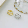 CZ Cross Ring for Women — 925 Sterling Silver, 18K Gold Plated, Zircon Adjustable Band