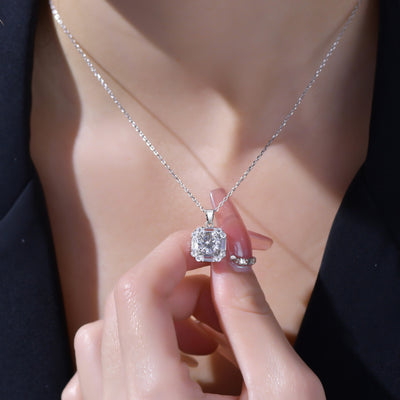 Round Brilliant Cut CZ Necklace for Women — 925 Sterling Silver, Diamond-Style Pendant