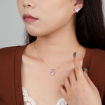 Load image into Gallery viewer, White Gold Pink Heart Pendant Necklace