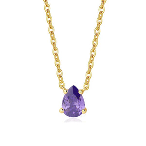 Amethyst Pendant Necklace for Women — Teardrop Amethyst Stone, 925 Sterling Silver