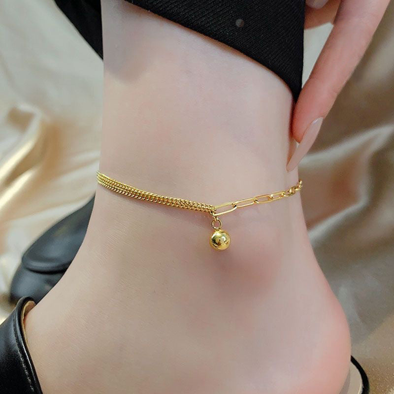 Dainty Double Layer Chain Anklets - Tarnish-Free Beach Jewelry