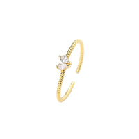 Marquise CZ Stacking Ring for Women — 925 Sterling Silver, 18K Gold Plated, Adjustable