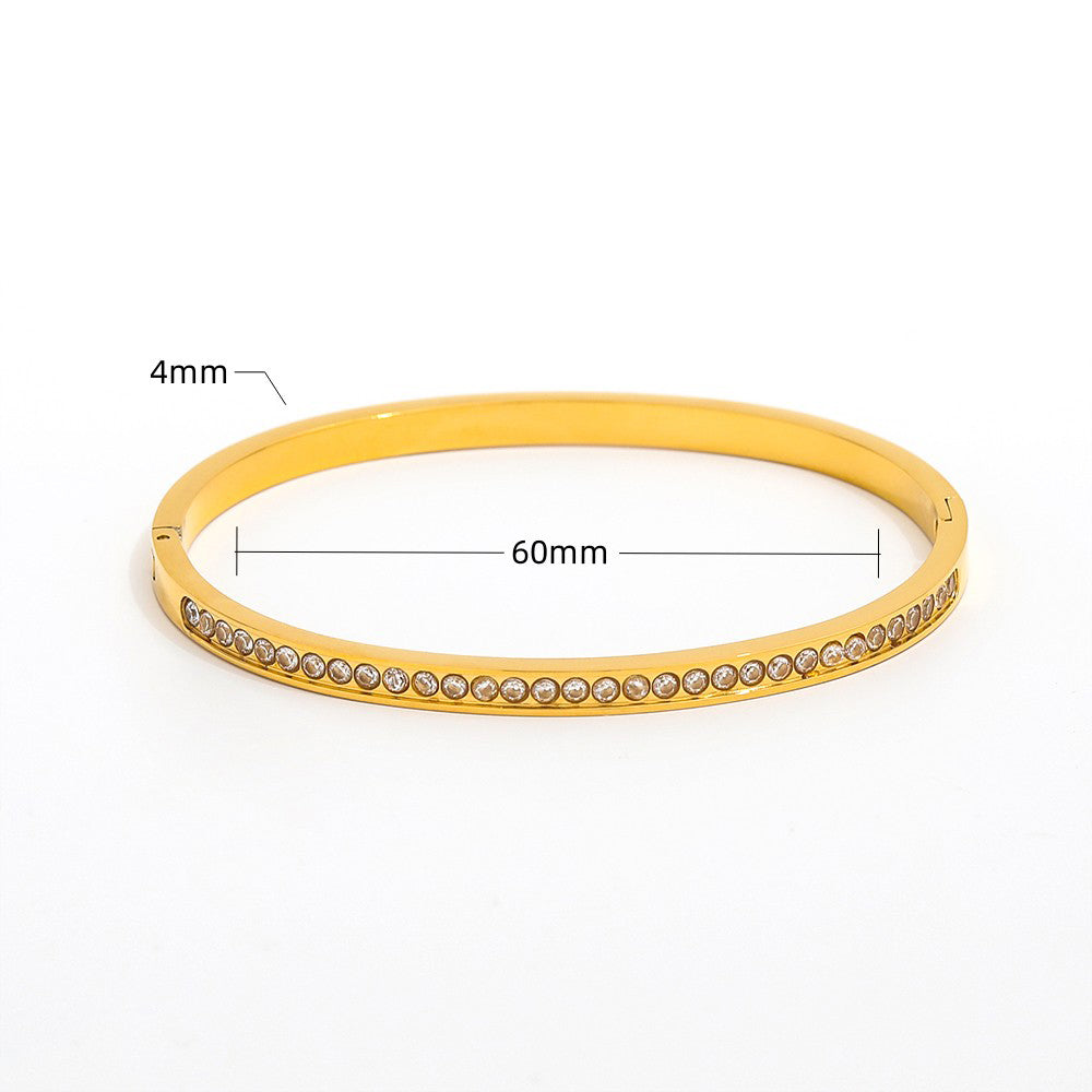 Zirconia Bangle Bracelet - Silver & Gold Plated