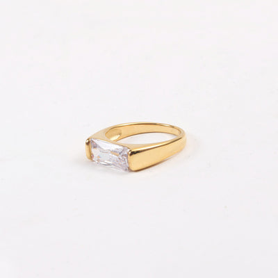 18K gold plated CZ statement ring for women