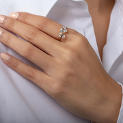 Sterling Silver Gilded Heart Ring - Adjustable