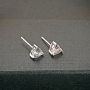 Heart-Shaped White Zircon Stud Earrings