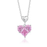 Pink Heart Pendant Necklace for Women — 925 Sterling Silver, Unplated, Pink CZ