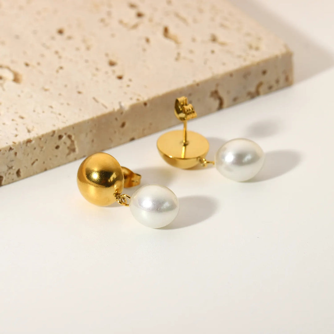 14K Gold Plated Natural White Pearl Drop Earrings for Women, Jewelry Gifts