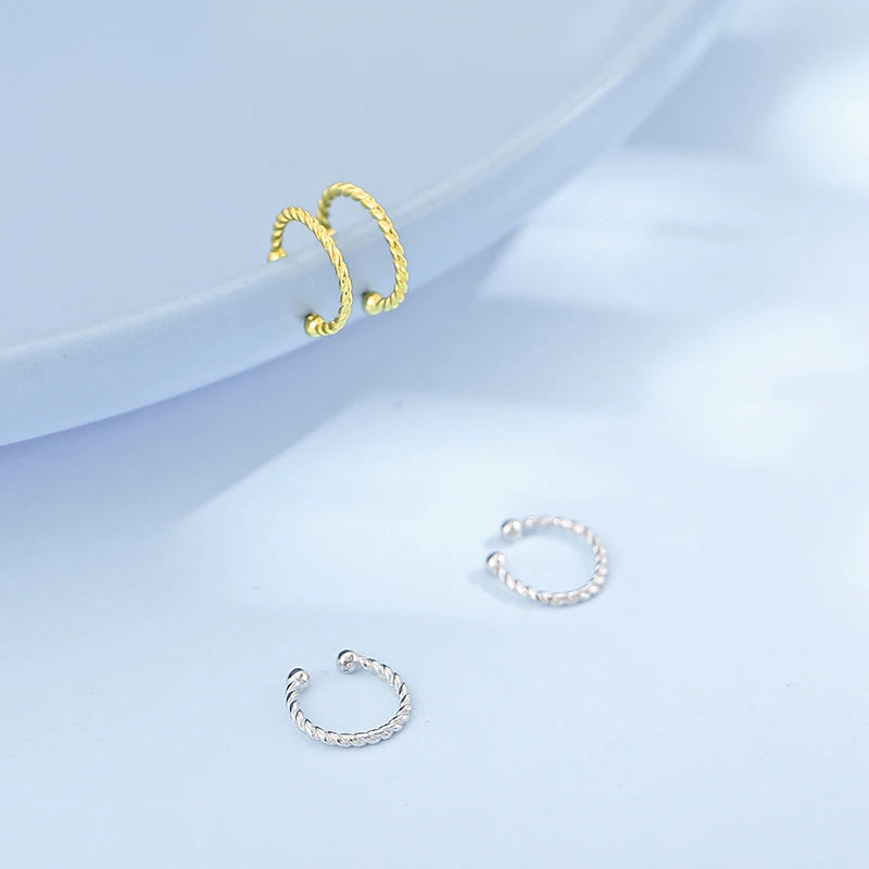 Minimalist Twisted Cuff Earrings Jewelry 925 Silver