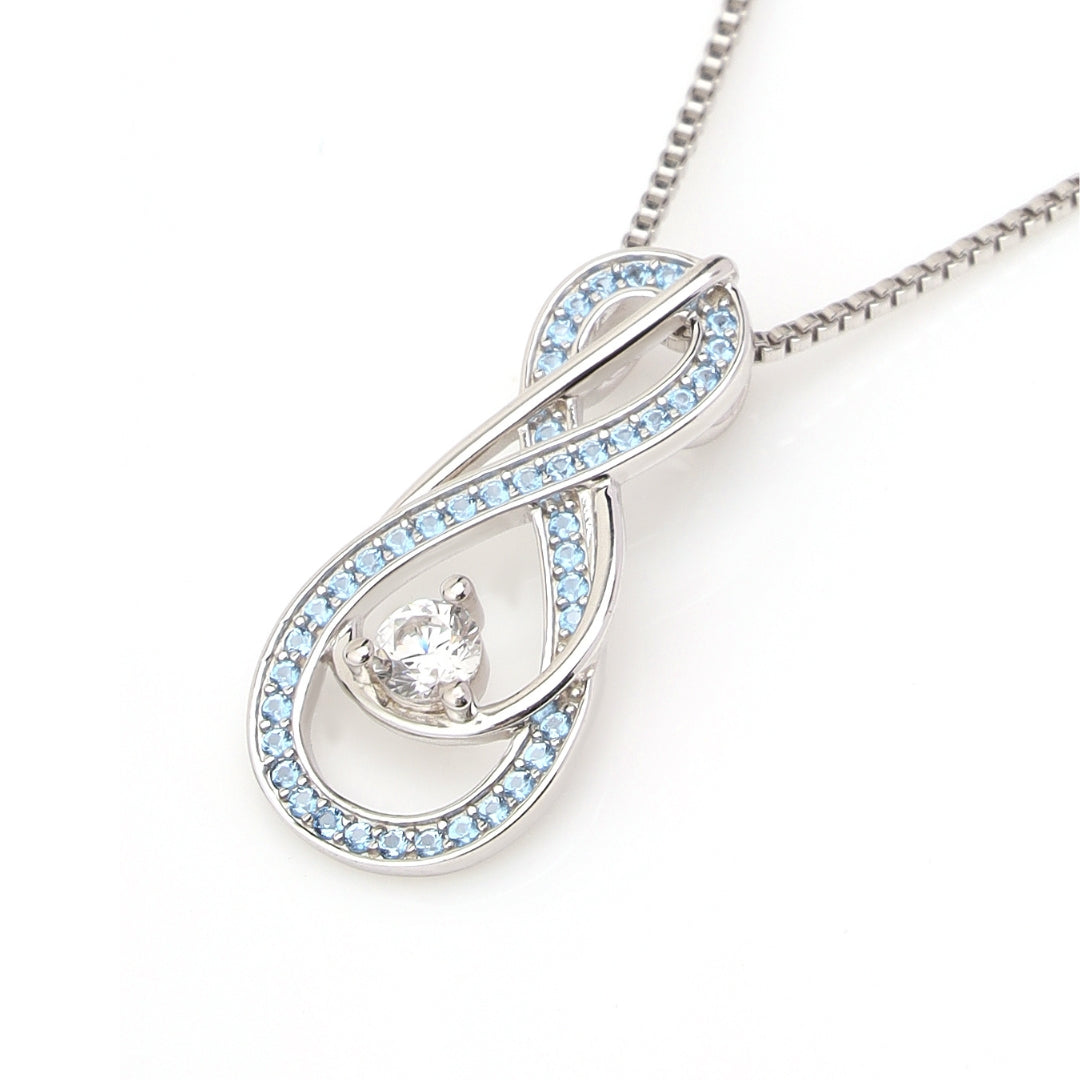 Blue Aquamarine Infinity Birthstone Necklace - March Gemstone