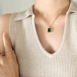 Load image into Gallery viewer, Dainty Gold Plated Emerald Pendant Necklace
