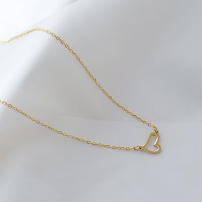 Dainty Heart Necklace for Women — 18K Gold Plated, Minimalist Gold Heart Pendant