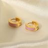 Purple Hoop Earrings for Women — Gold Plated, Open C-Shaped Enamel Hoop