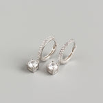 Load image into Gallery viewer, Silver Plated Drop Huggie Hoop Earrings
