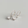 Silver Drop Huggie Hoop Earrings for Women — 925 Sterling Silver, Rhodium Plated