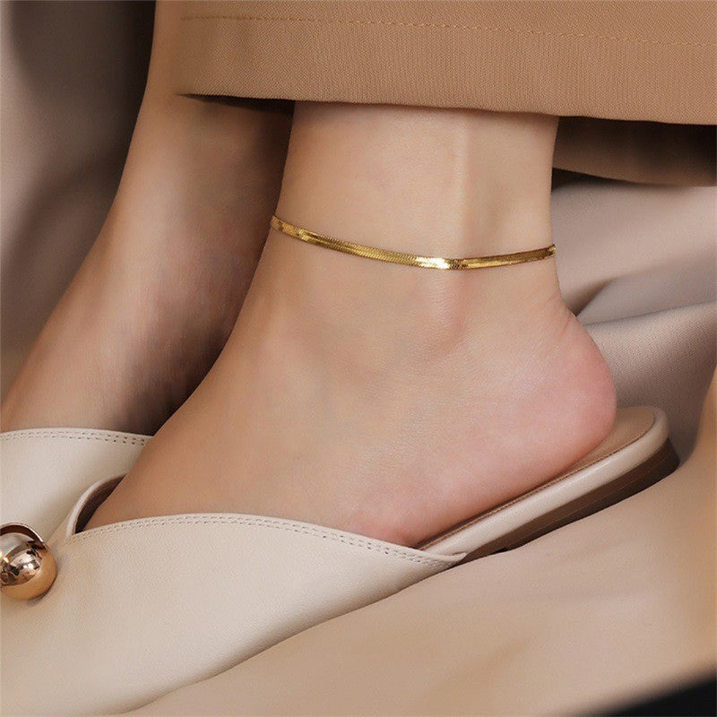 Gold Plated Serpentine Chain Anklet - Stylish Beach Jewelry for Women