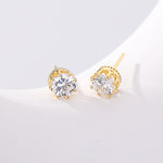 Load image into Gallery viewer, 1 Karat Crown-Shaped Zircon Stud Earrings - Gold Plated