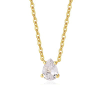 Crystal Teardrop Pendant Necklace for Women — CZ Diamond Drop, 925 Sterling Silver