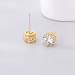Load image into Gallery viewer, 1 Karat Crown-Shaped Zircon Stud Earrings - Gold Plated
