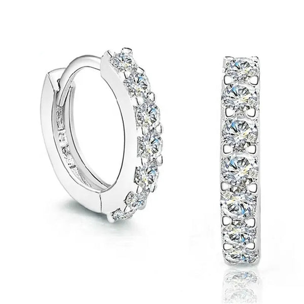 CZ Micro Pave Huggie Earrings for Women — 925 Sterling Silver, Hypoallergenic