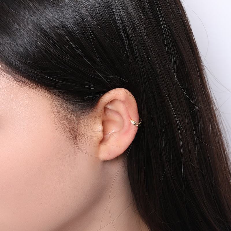 925 Silver Single Cuff Earrings Minimalist - 18K Gold Plated
