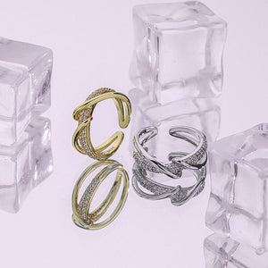 Twisted Band Ring for Women — 925 Sterling Silver, Double Parallel Lines, Adjustable
