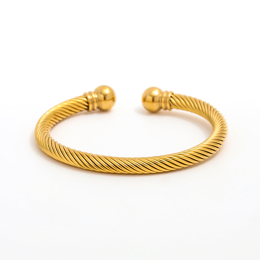 Gold Plated Cable Chain Cuff Bracelet