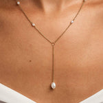 Load image into Gallery viewer, Dainty Fresh Water Pearl Necklace - Gold Plated Chain