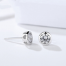 Round Zircon Stud Earrings for Women — 925 Sterling Silver, Rhodium Plated