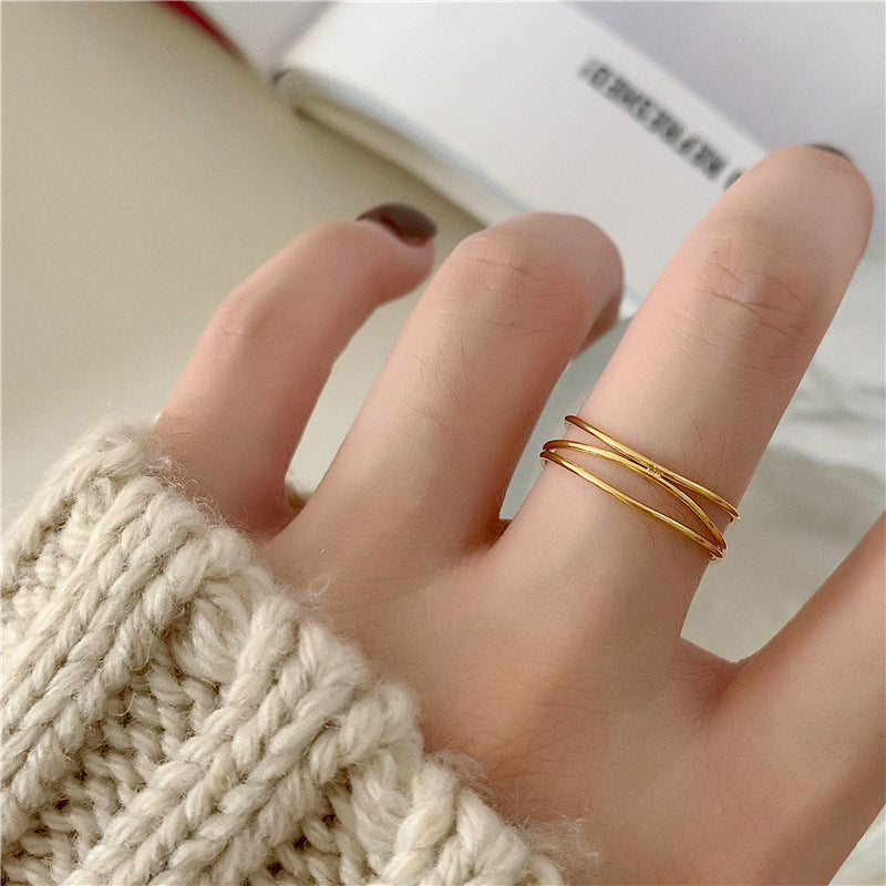 Chic 18K Gold Plated Triple Wire Wrap Engagement Ring