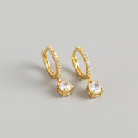 Drop Huggie Hoop Earrings for Women — 18K Gold Plated, 925 Sterling Silver