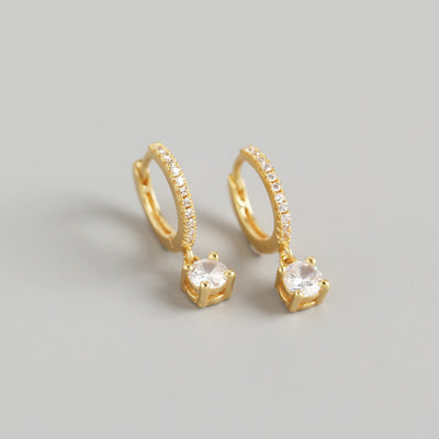 Drop Huggie Hoop Earrings for Women — 18K Gold Plated, 925 Sterling Silver